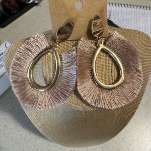 Chic Gold and Tan Teardrop Earrings